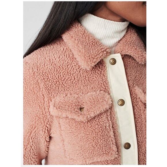 Faherty Women’s Eldridge Pink Sherpa Jacket Small High Pile - Picture 3 of 10